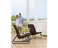 Keter 17197637 Lounge Set Rio, Rattanoptik, Kunststoff, braun, 38 x 38 x 36,5 cm