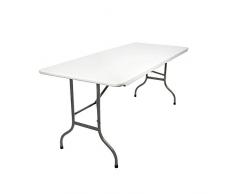MaxxGarden Gartentisch- Buffettisch- klappbar -183x76 cm- mit Tragegriff Kunststoff- für 6 Personen -Klapptisch- Campingtisch- Weiß