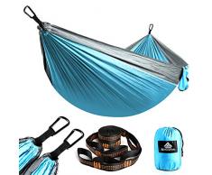 NATUREFUN Ultraleichte Reise Camping Hängematte | 300kg Tragkraft, (275 x 140 cm) Atmungsaktiv, Schnelltrocknendes Fallschirm Nylon | 2 x Premium Karabiner, 2 x Nylon-Schlingen Inbegriffen