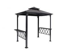 OUTFLEXX Grillpavillon, braun, Aluminium/Polycarbonat, 271x150cm, mit Abstellflächen