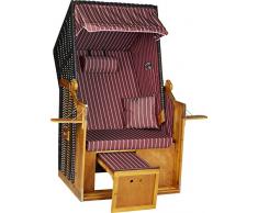 intergrill Strandschönheiten AVA Strandkorb Ostsee Single Vollholzfront außen schwarz innen blau Weiss gestreift Balkone Terrassen Garten Lounge