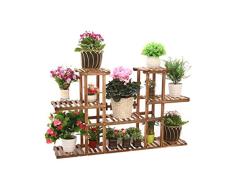 CNDY 4-stufiges Blumenregal aus Holz mit Pflanzenregal für Blumentöpfe Gartenregal für Innen- oder Außenräume, Balkon, Garten Dekoratives Regal mit Zaun 95 & Times; 72 & Times; 25 cm