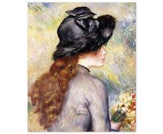 JUNIWORDS Poster, Pierre Auguste Renoir, Junges Mädchen mit einem Blumenstrauß aus Tulpen, Jeune fille au bouquet de tulipes, 30 x 36 cm