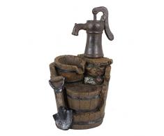 Brunnen in Holz-/Stein-Optik mit Kaskade