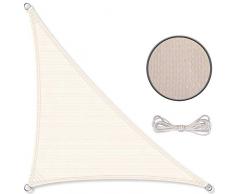CelinaSun Sonnensegel inkl Befestigungsseile HDPE wetterbeständig atmungsaktiv Dreieck rechtwinklig 4,2 x 4,2 x 6 m Creme weiß