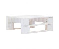 vidaXL Holz Gartenhocker für den Innen- und Außenbereich Fußbank Sitzhocker Couchtisch Beistelltisch Palettenmöbel Gartenmöbel Palettenhocker Hocker Weiß
