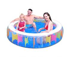 Lunvon Runder Aufblasbarer Pool - Großer Family Pool, Planschbecken für Kinder, Ttragbarer Innen und Außenpool, Aufblasbares Schwimmbecken, Kleinkind Aufstellpool Für 6+ Jahre, Größe Ø 190 x 50 cm