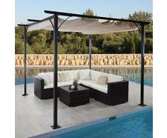 Mendler Pergola HWC-C42, Garten Pavillon, stabiles 6cm-Gestell + Schiebedach ~ 3x3m Creme