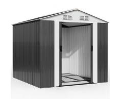 Deuba XXXL Metall Gerätehaus 8m² mit Fundament 312x257x177,5cm Schiebetür Anthrazit Geräteschuppen Gartenhaus 14,7m³