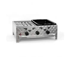 LAG Gasgrill-Kombibräter 11kW mit kleinem Grillrost und kl. emaillierter Stahlpfanne 3-flammig Gastrobräter Profigrill Verein