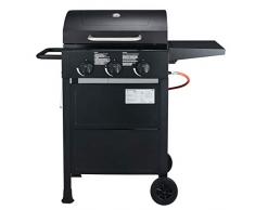 silvertree Gasgrillwagen Louisville | 3 Brenner | Thermometer im Deckel | stufenlos regelbar | einzeln anzündbar | Seitenablage | Warmhalterost | Ablagefach