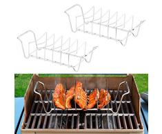 Rosenstein & Söhne Grill-Gestell-Halter: 2er-Set 2in1-Sparerib-Halter & Bratenkorb für Grill & Ofen, Edelstahl (Bratenhalter)