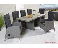 Wholesaler GmbH LC Garden Sitzgruppe Gartenset Modesto Dining Set I grau 6X Gartenstühle u. Tisch Polyrattan Spraystone