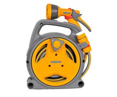 Hozelock Schlauchaufbewahrung Pico Reel Schlauchhalter, Starterset Kupplungen & Multi Spray Brause, Mehrfarbig, 10 Meter Schlauch