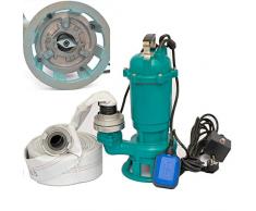 WEISBACH Fäkalienpumpe Tauchpumpe Schmutzwasserpumpe 1500W - 24000l/h Schneidmesser +20m C-Schlauch