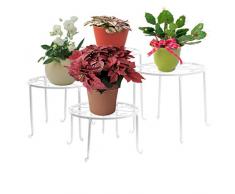 Blumenständer 4-in-1 Set, Blumenhocker aus Metall, Dekorativ für Garten/Terrasse (Weiß)