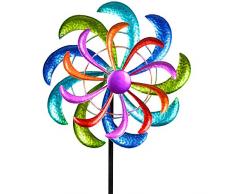 Formano Farbenfrohes Windrad 124x30 cm Gartenstecker Windspiel Gartendeko Blumenstecker