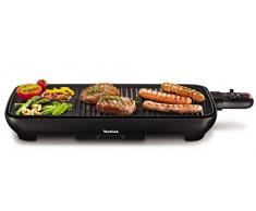 Tefal Tischgrill Malaga TG3918 | Elektrogrill | Regelbarer Thermostat | Antihaftbeschichtete Grillplatte, 2/3 Grill, 1/3 Teppanyaki | Abnehmbares Kabel | Platte+Abtropfschale spülmaschinenfest | 2000W