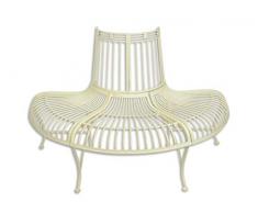 Decoratie Bank Gartenbank Parkbank halbrund alt-weiß Eisen Vintage Look 133,8 cm