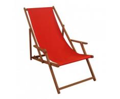 Liegestuhl rot Sonnenliege Gartenliege Holz Deckchair Strandstuhl Massivholz Gartenmöbel 10-308