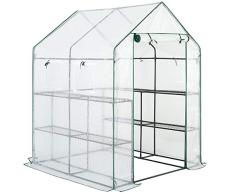 Gardebruk Foliengewächshaus 2m² 8 Ablagen aufrollbare Tür 4 Fenster Treibhaus Tomatenhaus Pflanzenhaus 195x143x143 cm