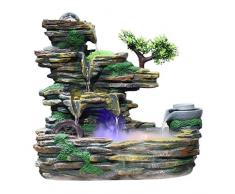 LOFAMI Zimmerbrunnen Wohnaccessoires Steingarten Wasser Indoor Brunnen Wohnzimmer Büro Desktop Harz Dekoration Transfer Ball Feng Shui Ornamente Zerstäuber 45 * 25 * 43 cm Zimmerbrunnen Haushalt Deko