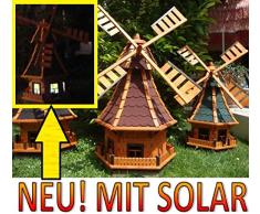 XL,windmühle,windmühlen garten, imprägniert + kugelgelagert 1 m groß rot dunkelrot edelrot weinrot, mit SOLARBELEUCHTUNG