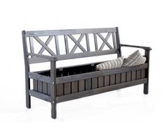 Ambientehome Bank, Massivholz Truhenbank EVJE 150 cm Gartenbank, taupegrau, 157x63x88 cm, 90465