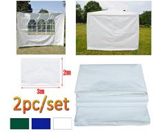 DayPlus Gartenpavillon Seitenteile 2 Stück, 3m x 2m Pavillon Seitenwand - 1 Stück mit Fenster, 1 Stück ohne Fenster Seitenteile für 3m x 3m Pavillon und 3m x 6m Pavillon, weiß