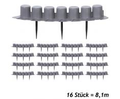 Deuba Rasenkante Palisade Beeteinfassung Kante grau 16er Set 8,1 m elastisch witterungsbeständig Beetumrandung Garten