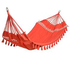 zeitzone Hängematte Fransen Ibiza Hippie Style Tuchhängematte Baumwolle Groß 200x100 cm
