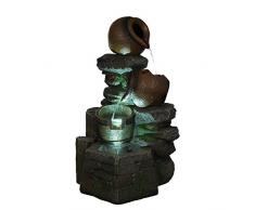 XL Brunnen Steine,Krüge, mit 3 LED Leuchten,G53-17022, (Brunnen10), LED Lampen Dekobrunnen Springbrunne MIT elektrischer Pumpe 57cm hoch