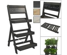 proheim Blumentreppe aus FSC® Holz klappbarer Blumenständer mit Kreidetafel Blumenetagere wetterfest und langlebig Pflanztreppe mit 3 Stufen für Innen und Außen geeignet, Farbe:Anthrazit