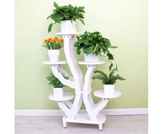 YAHAO Blumenständer Blumentreppe Blumenpodest Blumenhocker Pflanzen Blumen Deko Treppe Holz Massivholz Suar Mit 5 Ablagen,B