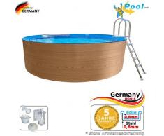 Holz-Optik 4,60 x 1,20 Holzpool Rundpool Schwimmbecken Rundbecken 4,6 Stahlwandpool Swimmingpool Stahlwandbecken 460 cm rund Pool Aufstellbecken Pools Gartenpool Aufstellpool Einbaupool Set