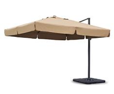 Sekey® Sonnenschirm 300 x 300 cm Aluminium-Sonnenschirm Marktschirm Gartenschirm Terrassenschirm Ampelschirm Kurbelschirm Beige/Taupe Quadratisch Sonnenschutz UV50+ 23kg