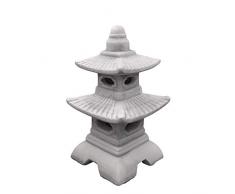 gartendekoparadies.de Massive japanische Steinlaterne Pagode mit Fenster für LED Kerze aus Steinguss frostfest (Grau)
