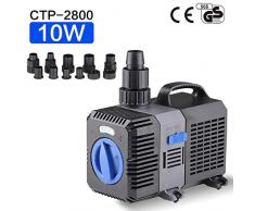 EXLECO Super Eco Teichpumpe Filterpumpe 3000L/H 10Watt Energiespar Wasserpumpe Koiteich Bachlaufpumpe CTP-2800