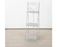 Regal Lilli aus Eisen 102,5 cm hoch, grau gestrichenes Metall im Antik-Look, als Deko, zur Aufbewahrung o. als Pflanzenregal/Blumenregal/Kräuterregal auf Balkon o. Terrasse, besonderes Geschenk