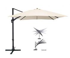 Pure Home & Garden Ampelschirm Roma 300x300 cm in Natur inklusive Ständer, sowohl axial als auch am Mast verstellbar, UV-Schutz 50 Plus