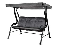 Outsunny Hollywoodschaukel, 3-Sitzer Gartenschaukel, Verstellbares Sonnendach, Textilene Grau 200 x 120 x 170 cm