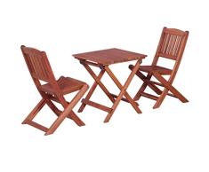 Festnight Bistro-Set für Kinder 3-TLG. | Holz Balkon-Set | Klappbar Terassen Set | Balkongarnitur | Gartenmöbel Set 2 Klappstühle & 1 Klapptisch | Massiv Eukalyptusholz