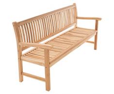 Divero 3-Sitzer Bank Holzbank Gartenbank Sitzbank 180 cm – zertifiziertes Teak-Holz unbehandelt hochwertig massiv – Reine Handarbeit – wetterfest (Teak Natur)