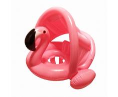 mciskin Flamingo Baby Schwimmring Baby Schwimmhilfe Baby Pool Schwimmring mit Sonnenschutz – Aufblasbarer Schwimmreifen für Kinder ab 6 Monaten bis 48 Monaten(Rosa)