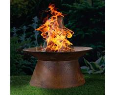 HI Feuerschale in Rostoptik Feuerstelle Gartenfeuer Feuerkorb Pflanzschale 50 cm