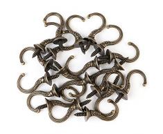 OOTSR 20 Stück Schrauben Deckenhaken, Messing Farbe Vintage Carving Screw-In Cup Haken für Home/Küche/Innen-und Außenbereich