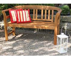 acamp Hochwertige Gartenbank Batam 2-Sitzer aus Akazienholz mit Teaköl Finish geschnitztes Rosenmuster