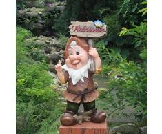 Design Zwerg NF 16107 Welcome Willkommen 36-37 cm Hoch Deko Garten Gartenzwerg Figuren Dekoration verschiedene Design (Design 3)