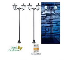 Royal Gardineer Solar Gartenlampen: 2er-Set Solar-LED-Gartenlaterne, 2 flammig, PIR- & Dämmerungssensor (Solarleuchte mit Bewegungsmelder)