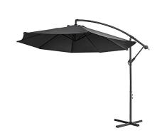 Aufun Alu Sonnenschirme 300cm mit kurbel UV Schutz 40+ - Dunkelgrau balkonschirm gartenschirm höhenverstellbarer (Dunkelgrau)